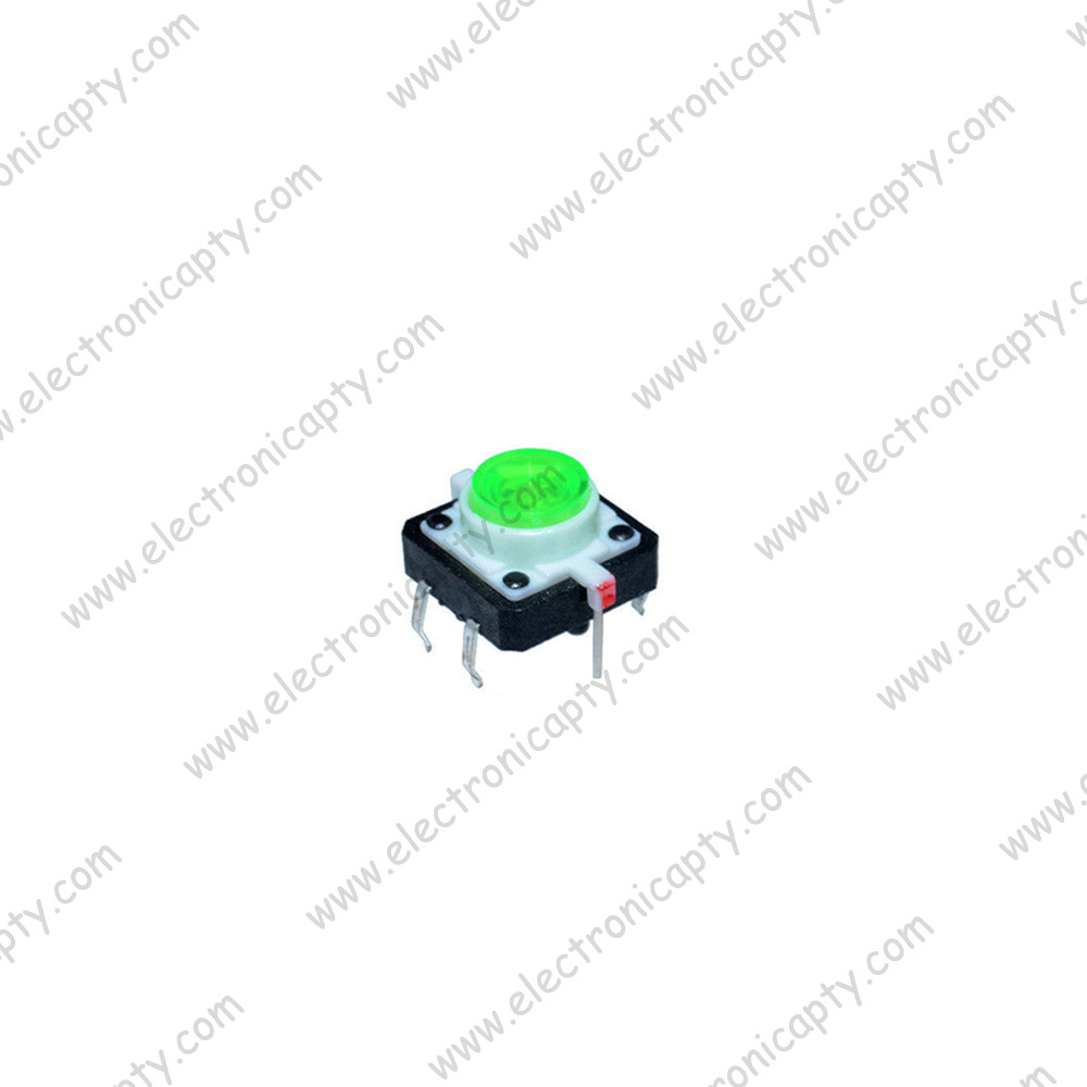 Boton Pulsador LED Verde 12x12x7.3mm